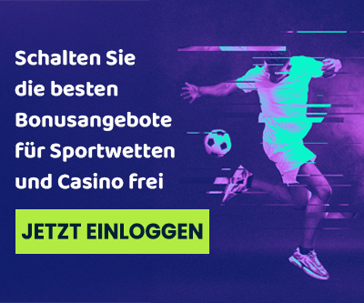 Fußballspieler mit dynamischem Lichteffekt und Text zu Bonusangeboten für Sportwetten und Casino